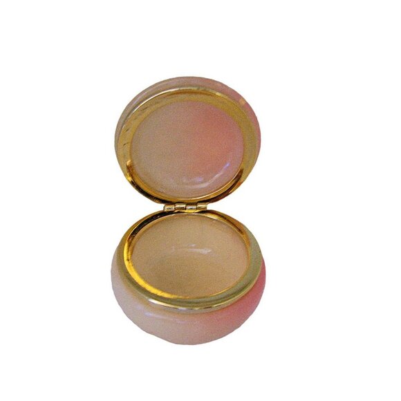 Hand Painted Peach Trinket Dish Box With Love from Jerusalem Gold Trim 2 x 2.5 " - Picture 6 of 12